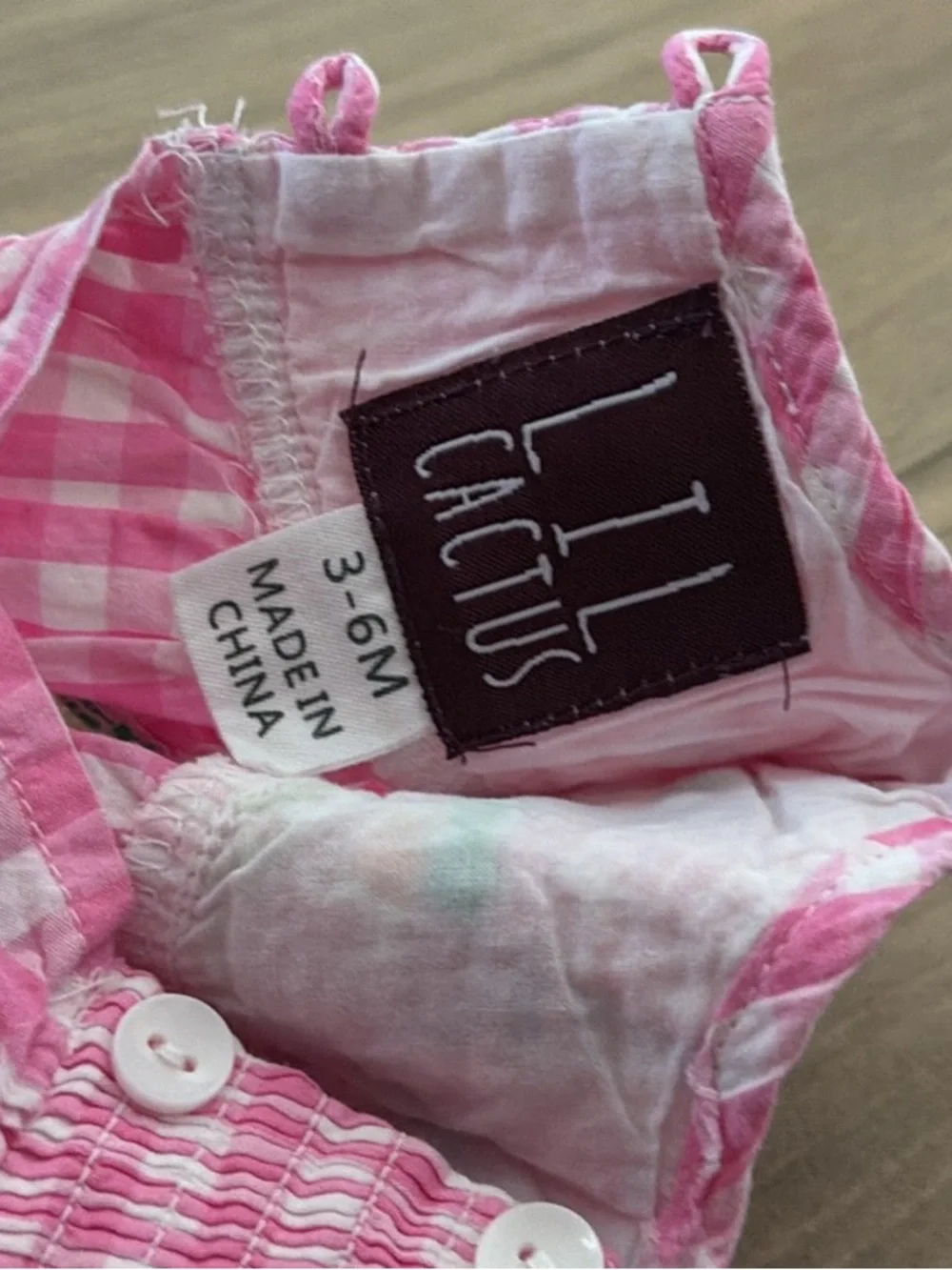 Pink Gingham Smocked Bunny/Easter Baby Romper with Green Trim